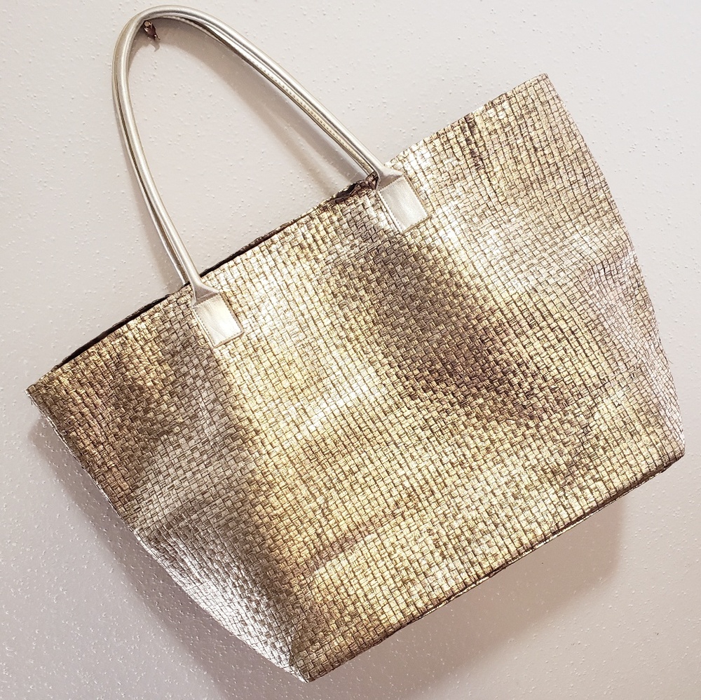 NWOT Large Paper Straw Golden Tote